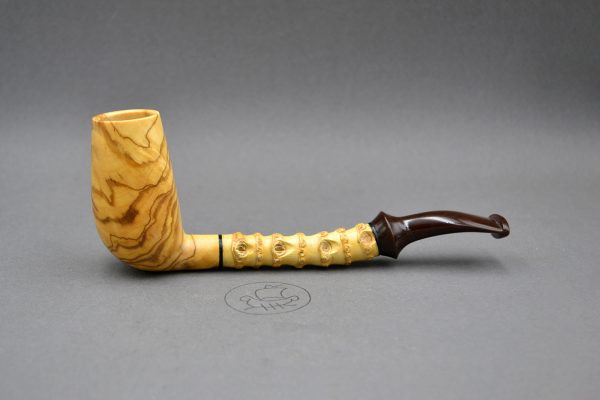 Magnificent Seven - 22232 - Handmade Olive Wood Tobacco Pipe by Constantinos Zissis, Corfu, Greece